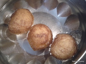 the golden brown hot vadas go directly into water