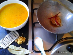 tempering the moong dal 