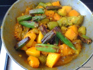 add the fried okra once the rest of the vegetables are cooked